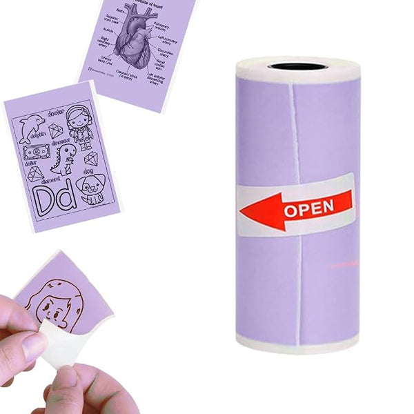 Seznik Sticky Adhesive 2 Inch Thermal Paper Rolls for Mini Thermal Printers (Purple Color - Pack of 1)