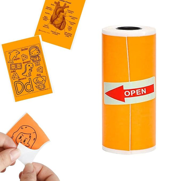 Seznik Sticky Adhesive 2 Inch Thermal Paper Rolls for Mini Thermal Printers (Orange Color - Pack of 1)