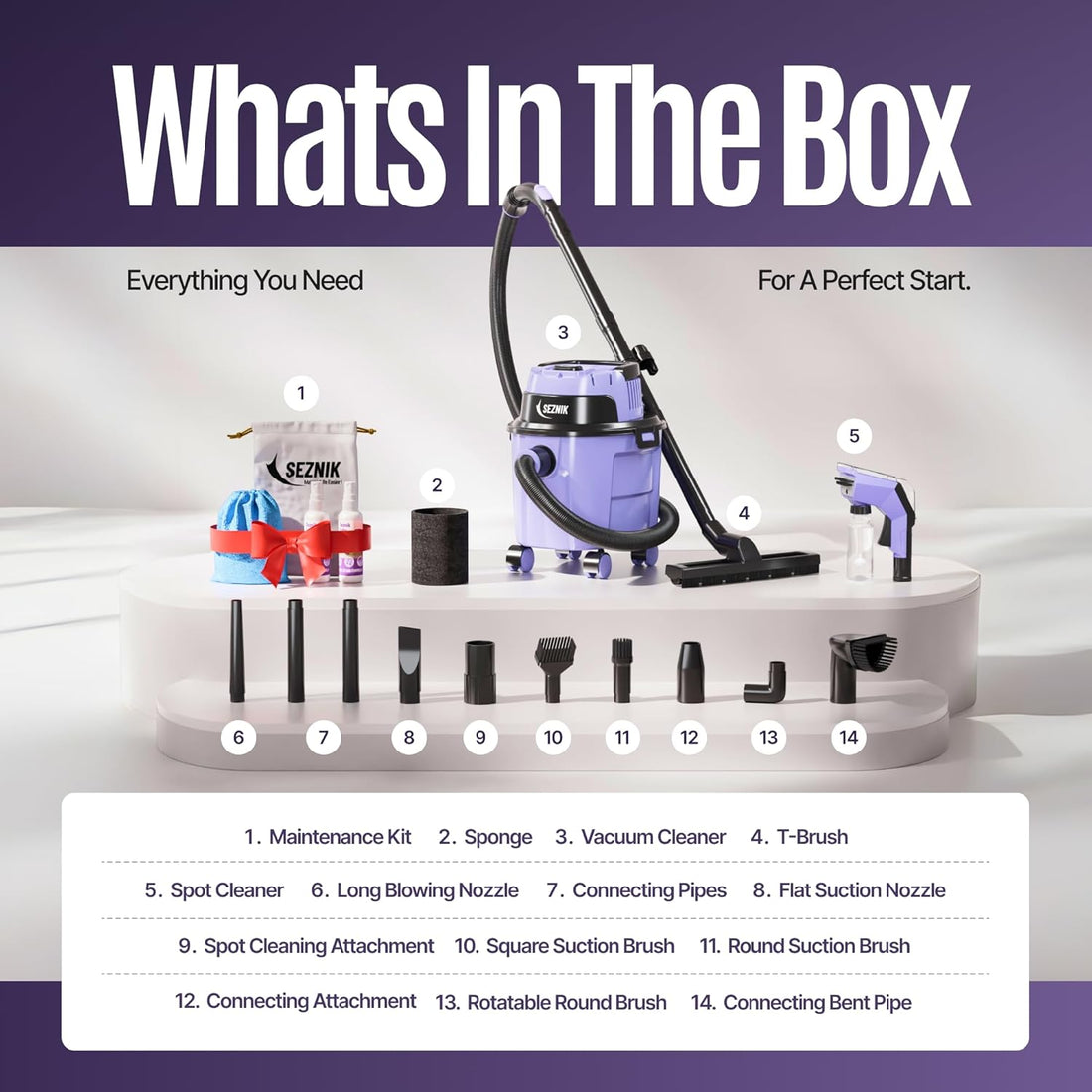 What Comes Inside the SEZNIK Mighty Wet and Dry Vacuum Cleaner for Home