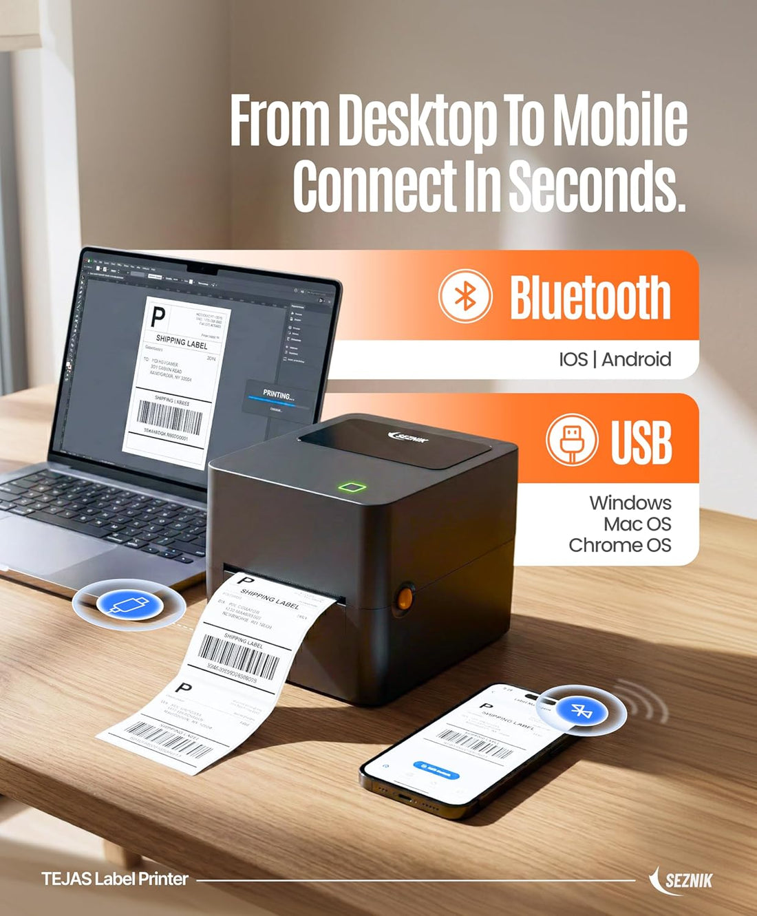 How the SEZNIK Tejas Shipping Label Printer Simplifies Shipping From Desktop to Mobile