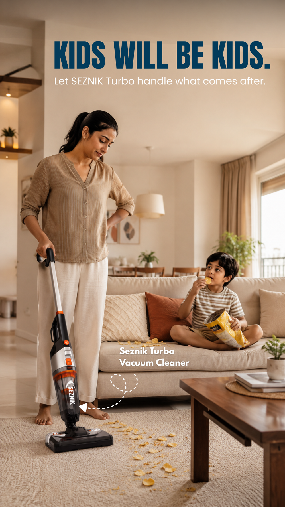 Quick Cleanup for Busy Homes With Seznik Turbo Vacuum Cleaner