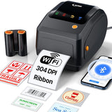 SEZNIK Rudra Thermal Label Printer | Direct Thermal + Transfer | E-Commerce 304 DPI HD Print | USB, Bluetooth, WiFi | Shipping, Jewellery, Excel Print, MRP, Barcode | 1 Year Warranty | No SellerFlex