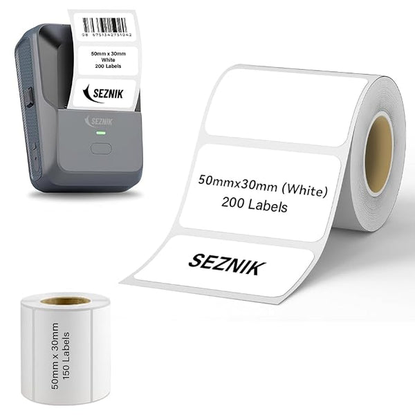 Seznik Thermal Lables, 50mmx30mm Labels, 2 inch Self-Adhesive Thermal Labels for Thermal Printer [Printer NOT Included] (50mmx30mm - 200 Lables)
