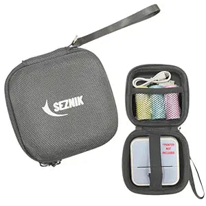 SEZNIK Portable Carrying Case for Mini Printer, Camera, Receipt Printer, Multi Purpose Travel Organizer for Earphones, USB Drives, Memory Cards, and Cables Bag (Grey) [ Printer NOT Included ]