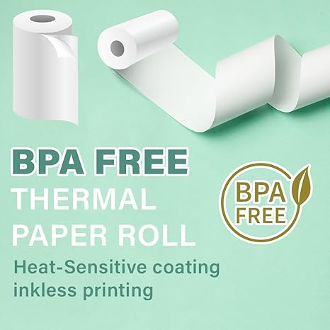 Seznik Sticky Adhesive Thermal Paper Rolls, Continuous 57mm Width Thermal Paper, 2 inch Thermal Paper for Mini Thermal Printer (White-57mm Width - Continuous Sticky Roll-Pack of 5)