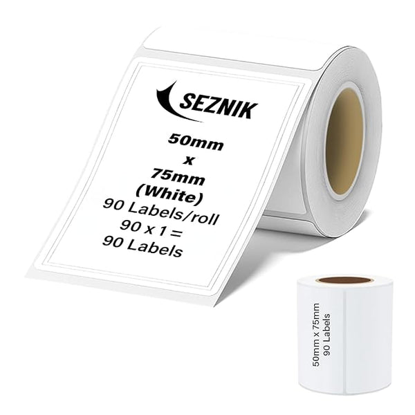 Seznik Thermal Sticky Labels – 50x75 mm – White – Pack of 1 Rolls (50mmx75mm - 90 Lables)