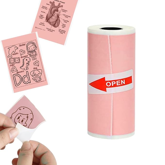Seznik Sticky Adhesive 2 Inch Thermal Paper Rolls for Mini Thermal Printers (Pink Color - Pack of 1)
