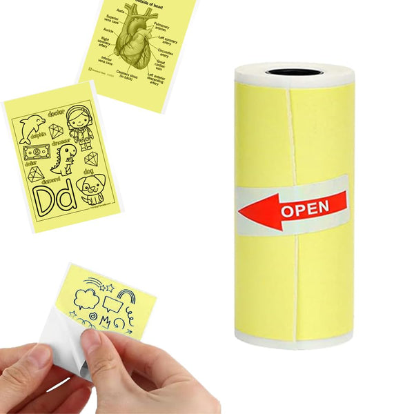 Seznik Sticky Adhesive 2 Inch Thermal Paper Rolls for Mini Thermal Printers (Yellow Color - Pack of 1)