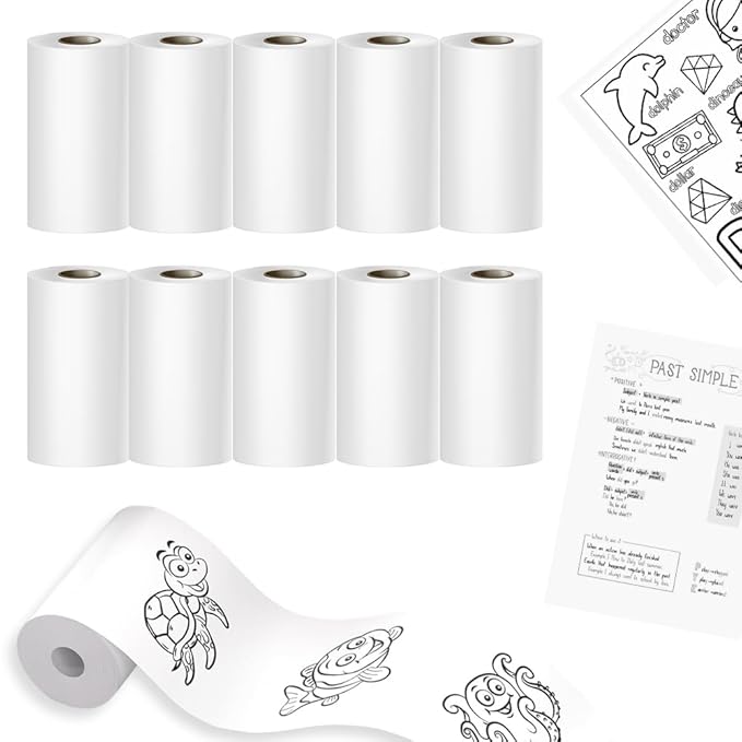 Seznik Non Sticky Thermal Paper Rolls, 57mm Width, 2 inch Thermal Paper for Mini Printer (White-57mm Width-Continuous Non Sticky Roll-Pack of 10)