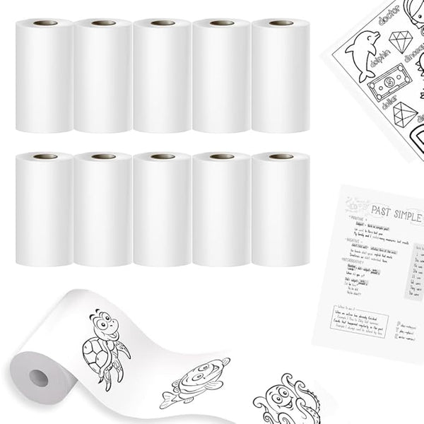 Seznik Non Sticky Thermal Paper Rolls, 57mm Width, 2 inch Thermal Paper for Mini Printer (White-57mm Width-Continuous Non Sticky Roll-Pack of 10)