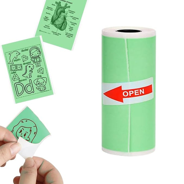 Seznik Sticky Adhesive 2 Inch Thermal Paper Rolls for Mini Thermal Printers (Green Color - Pack of 1)