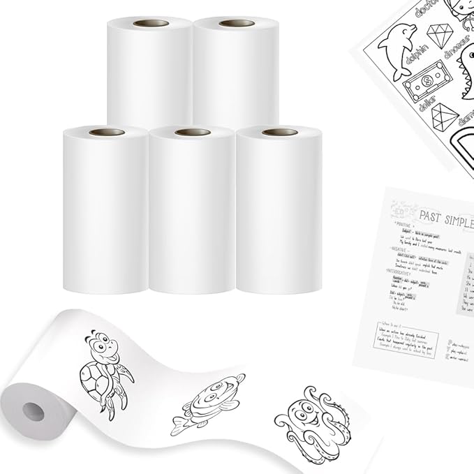 Seznik Non Sticky Thermal Paper Rolls, 57mm Width, 2 inch Thermal Paper for Mini Printer (White-57mm Width-Continuous Non Sticky Roll-Pack of 5)