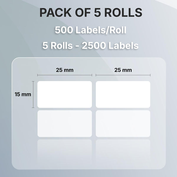 Seznik Waterproof, Non-Tearable, Sticky Thermal Lables, Label Roll, 2 inch Adhesive Thermal Labels for Label Printers (25mmx15mm - 2500 Lables)