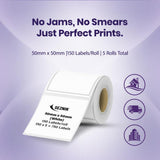 Seznik Thermal Lables, 50mmx50mm Label Roll Paper, 2 inch Self-Adhesive Thermal Paper for Mini Printer (White - 50mmx50mm - 750 Labels)