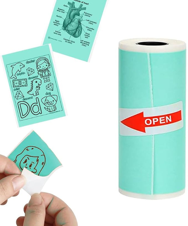 Seznik Sticky Adhesive 2 Inch Thermal Paper Rolls for Mini Thermal Printers (Cyan Color - Pack of 1)