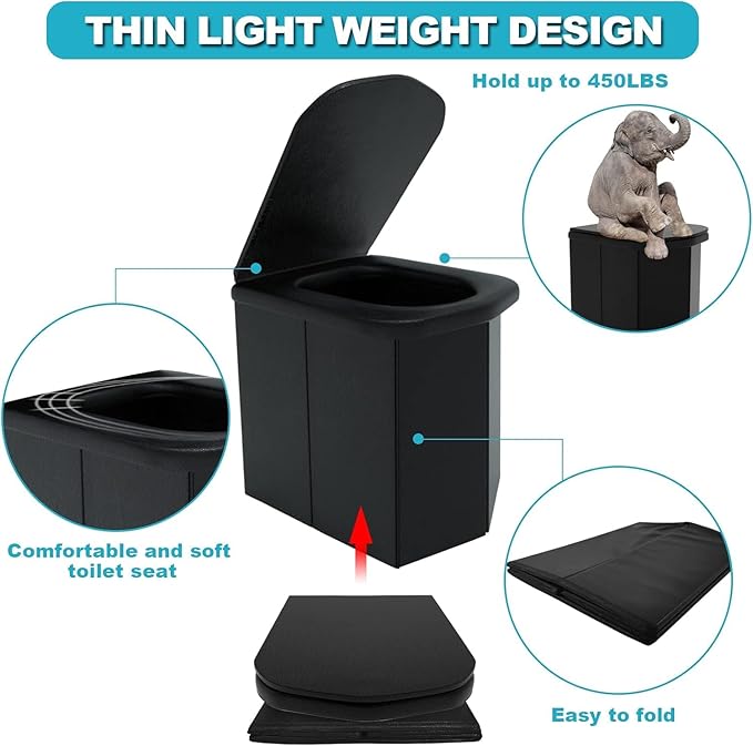 Portable Toilet | Foldable, Easy to Carry Commode For Traveling & Indoor | Stool Chair for Kids, Elders & Adults | Foldable Toilet For Adult