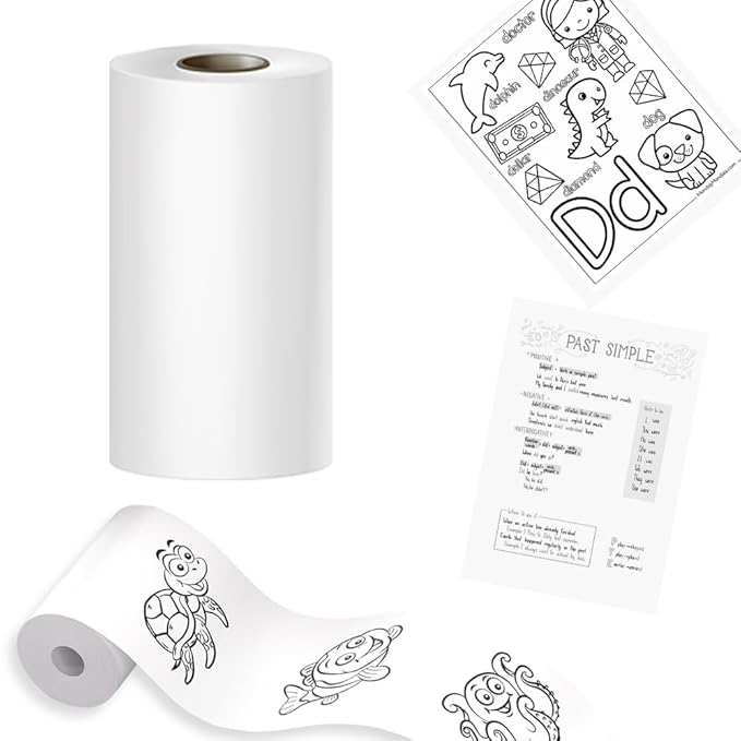 SEZNIK Multi-Type Thermal Roll Paper Bundle for Mini Printer Model MiniX, NanoX and Other Mini Thermal Printers | Premium Continuous Thermal Paper Rolls for Home & Business Use