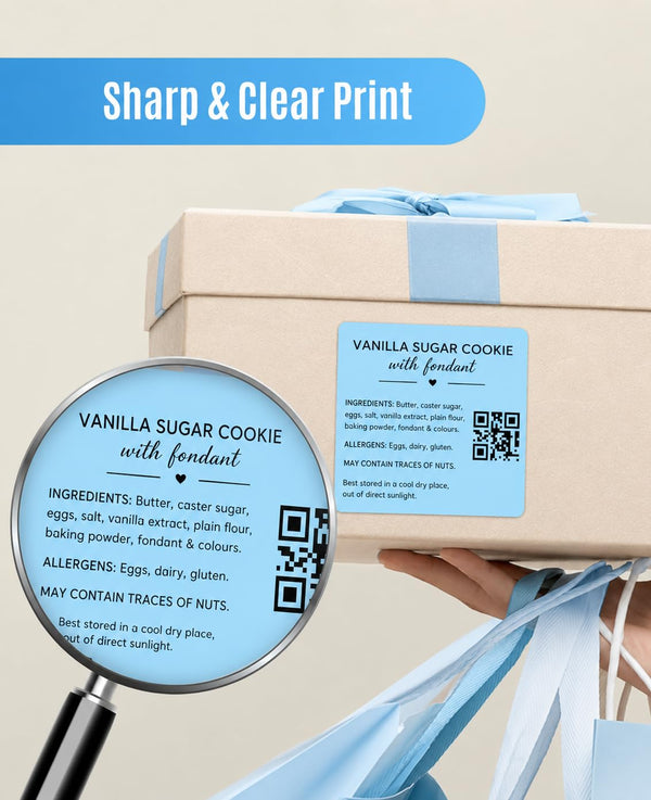 SEZNIK Waterproof, Non-Tearable, Long Lasting Print, Sticky Thermal Lables, Label Roll, 2 inch Adhesive Thermal Labels for Label Printers (50mmx50mm) - 500 Lables, Pastel Blue