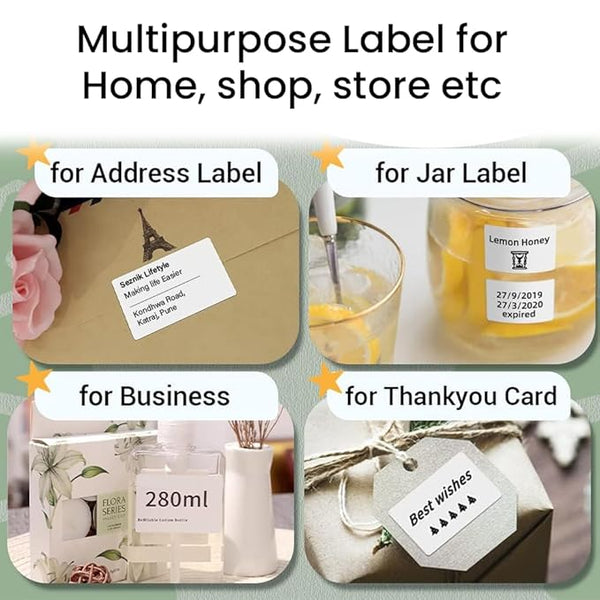Seznik Thermal Lables, 50mmx25mm Label Roll Paper, 2 inch Self-Adhesive Thermal Paper for Thermal Printer [Printer NOT Included] (White - 50mmx25mm - 1250 Labels)