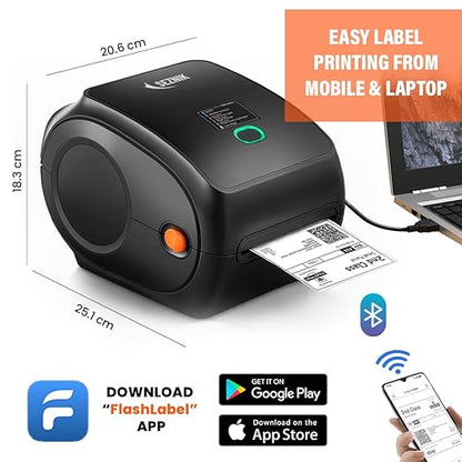 Shakti Shipping Label Printer | 4×6 Label & Adjustable Label Size Print | Bluetooth, USB Connect| Inkless Thermal | Print from Mobile, Laptop| Does Not Support Seller Flex | 1Year Warranty