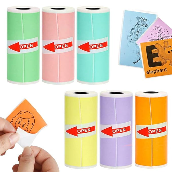 Seznik Sticky Adhesive 2 Inch Thermal Paper Rolls, Continuous 57mm Width Paper for Mini Thermal Printers (ExclusiveColor-57mm Width-Continuous Sticky Roll-Pack of 6)