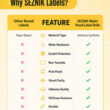 SEZNIK Waterproof, Non-Tearable, Long Lasting Print, Sticky Thermal Lables, Label Roll, 2 inch Adhesive Thermal Labels for Label Printers (50mmx50mm) - 500 Lables, Yellow