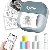SEZNIK Mini Printer, Inkless, Thermal, Bluetooth, Portable Printer, Compatible Android, iOS Mobile. 1 Year Warranty (EON-PhantomBlue)