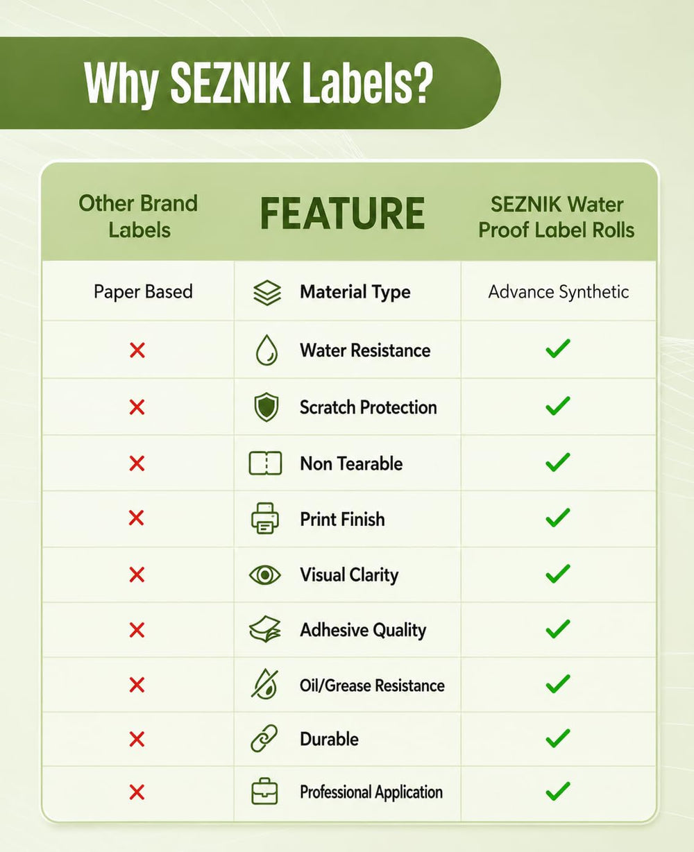SEZNIK Waterproof, Non-Tearable, Long Lasting Print, Sticky Thermal Lables, Label Roll, 2 inch Adhesive Thermal Labels for Label Printers (50mmx50mm) - 500 Lables, Pastel Green