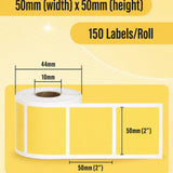 SEZNIK Waterproof, Non-Tearable, Long Lasting Print, Sticky Thermal Lables, Label Roll, 2 inch Adhesive Thermal Labels for Label Printers (50mmx50mm) - 500 Lables, Yellow