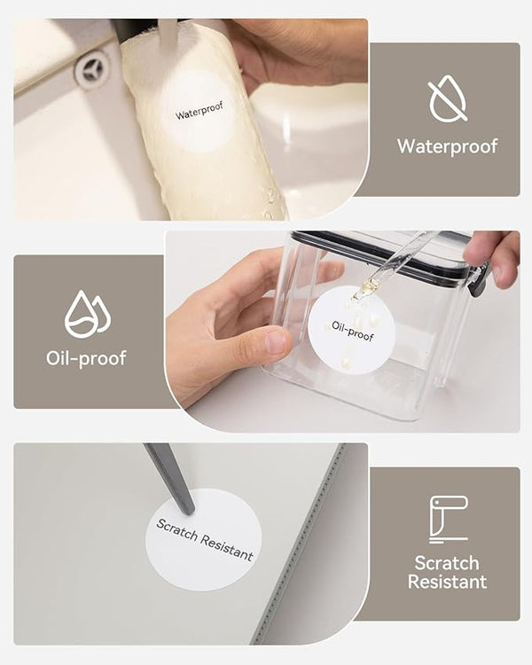 Seznik Waterproof, Non-Tearable, Sticky Thermal Labels, Round Shape, 50mm Diameter, 2 inch Self-Adhesive Thermal Paper for Mini Printer (Waterproof - 50mm Diameter - 500 Labels)