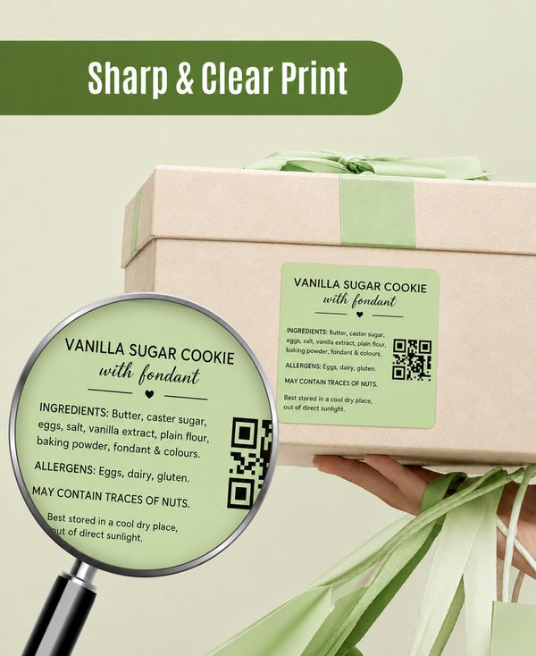 SEZNIK Waterproof, Non-Tearable, Long Lasting Print, Sticky Thermal Lables, Label Roll, 2 inch Adhesive Thermal Labels for Label Printers (50mmx50mm) - 500 Lables, Pastel Green