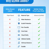 SEZNIK Waterproof, Non-Tearable, Long Lasting Print, Sticky Thermal Lables, Label Roll, 2 inch Adhesive Thermal Labels for Label Printers (50mmx50mm) - 500 Lables, Pastel Blue