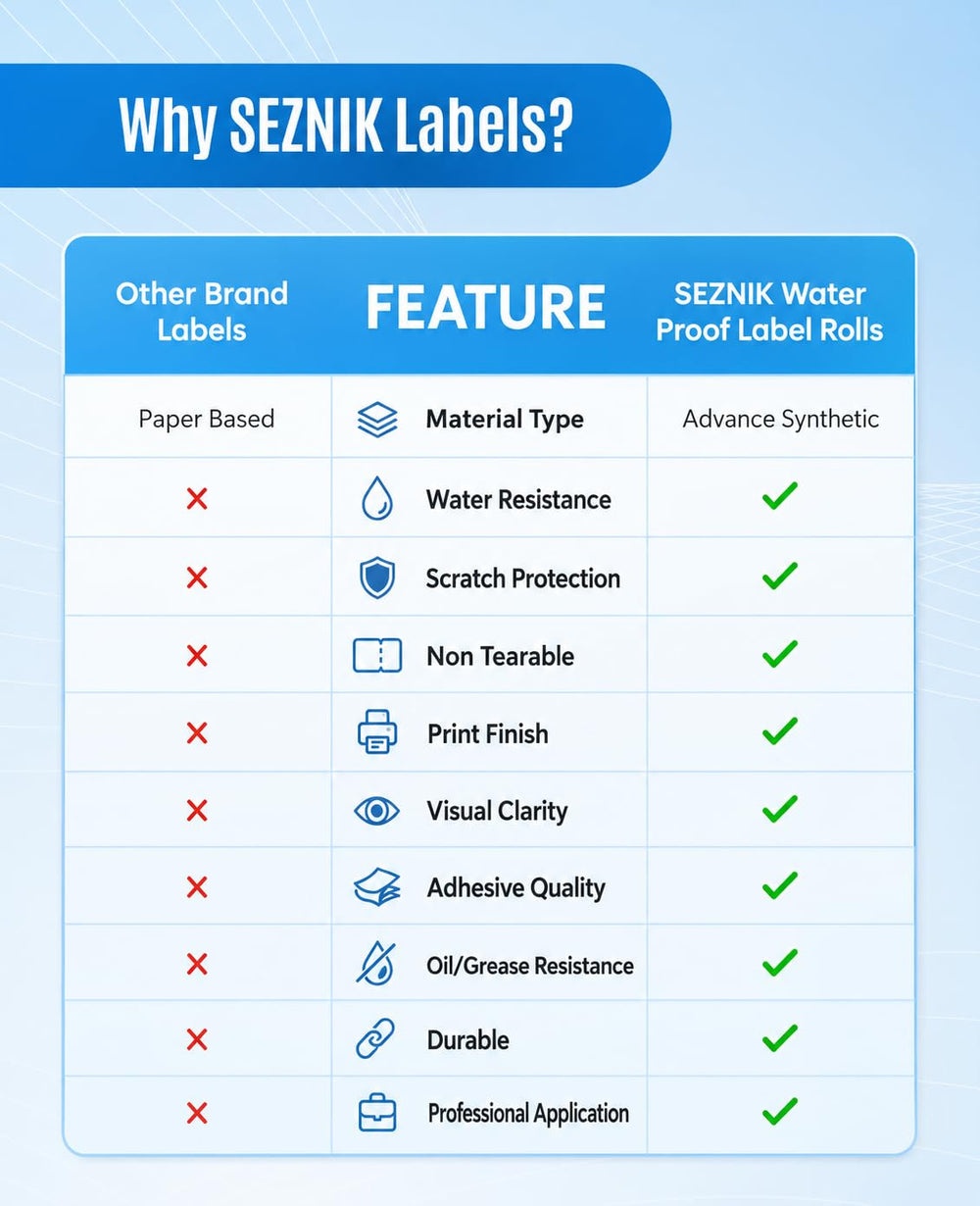 SEZNIK Waterproof, Non-Tearable, Long Lasting Print, Sticky Thermal Lables, Label Roll, 2 inch Adhesive Thermal Labels for Label Printers (50mmx50mm) - 500 Lables, Pastel Blue