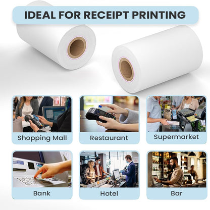 Seznik Non Sticky Thermal Paper Rolls, 57mm Width, 2 inch Thermal Paper for Mini Printer (White-57mm Width-Continuous Non Sticky Roll-Pack of 5)