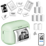 SEZNIK Mini Printer, Ultra HD Print 304 dpi | Inkless | Portable | Bluetooth Compatible with Android iOS | 1 Year Warranty (Mini-UltraHD-Green)