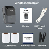 SEZNIK Josh Bluetooth Thermal Label Printer | Inkless Mini Rechargeable | MRP, Barcode, Excel File Print | Cloud, Mobile, Desktop | Jewellery, Round Labels | 2-inch Print | Free App | 1 Year Warranty