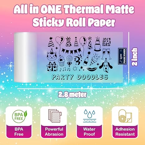 Seznik Magic Paper Translucent Self-Adhesive Thermal Paper Rolls | Continuous 57mm Width, 2-inch | Compatible with Most Mini Printers (Pack of 3 Rolls)