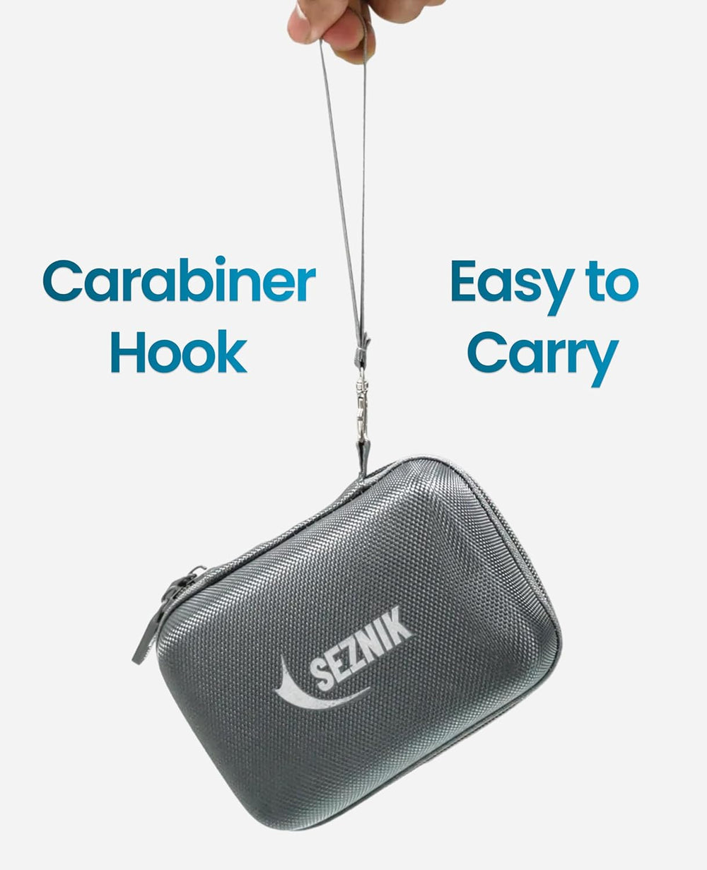 SEZNIK Portable Carrying Case for Mini Printer, Camera, Receipt Printer, Multi Purpose Travel Organizer for Earphones, USB Drives, Memory Cards, and Cables Bag (Grey) [ Printer NOT Included ]