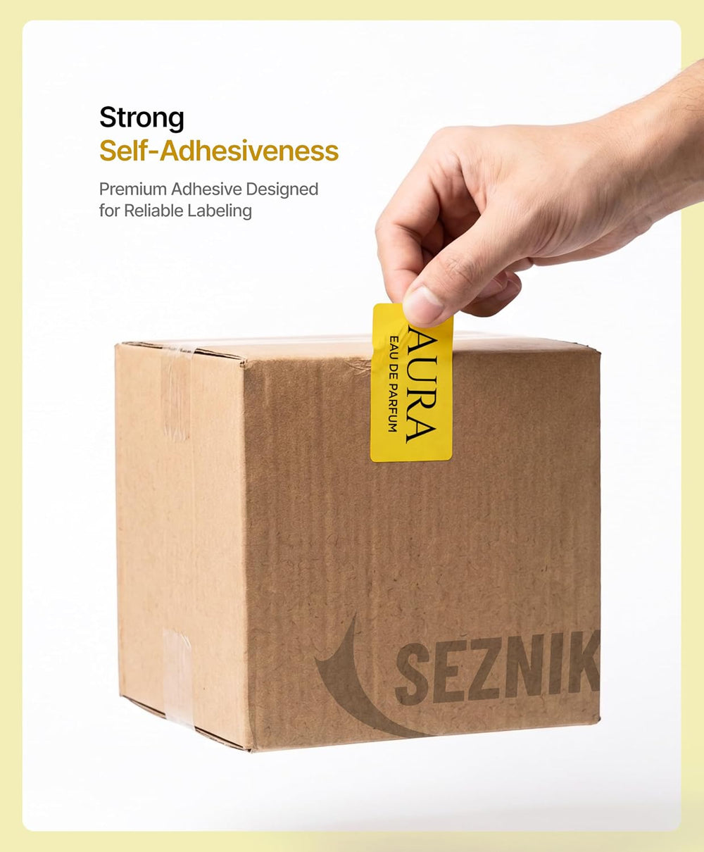 SEZNIK Waterproof, Non-Tearable, Long Lasting Print, Sticky Thermal Lables, Label Roll, 2 inch Adhesive Thermal Labels for Label Printers (50mmx25mm) - 1250 Lables, Yellow