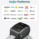 SEZNIK Rudra Thermal Label Printer | Direct Thermal + Transfer | E-Commerce 304 DPI HD Print | USB, Bluetooth, WiFi | Shipping, Jewellery, Excel Print, MRP, Barcode | 1 Year Warranty | No SellerFlex