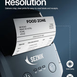 SEZNIK DEV Bluetooth Thermal Label + Receipt Printer for Business | Inkless Mini | 203 DPI | Mobile, Desktop Compatible | Upto 2 inch Print | Lifetime Free Label Print App | 1 Year Warranty
