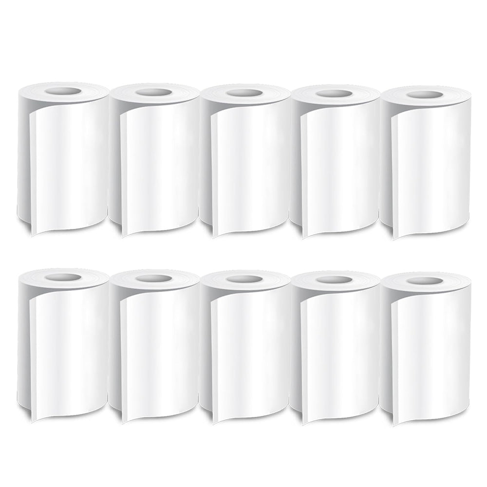Seznik Sticky Adhesive Thermal Paper Rolls, Continuous 57mm Width, 2 inch Thermal Paper for Mini Thermal Printers (White-57mm Width - Continuous Sticky -Pack of 10 Roll)