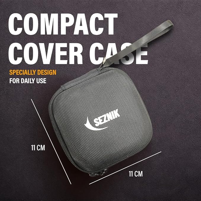 SEZNIK Portable Carrying Case for Mini Printer, Camera, Receipt Printer, Multi Purpose Travel Organizer for Earphones, USB Drives, Memory Cards, and Cables Bag (Grey) [ Printer NOT Included ]