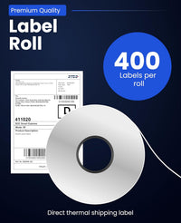 SEZNIK LabelX Shipping Label Printer Bundle with Roll Holder & 4x6 Thermal Labels | Bluetooth + USB Inkless Printer | 400 Labels | for Amazon, Meesho, Courier & Barcode Printing