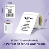 Seznik Thermal Sticky Labels – 50x75 mm – White – Pack of 5 Rolls (50mmx75mm - 450 Lables)