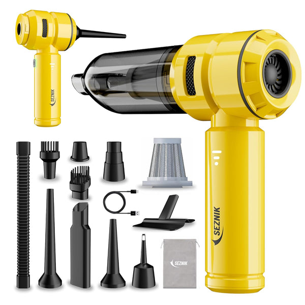 SEZNIK Vacuum Cleaner for Home Use | Car Use | 4 in 1 Cordless Vacuum Cleaner & Blower | Rechargeable 6000mAh | 3 Speed Suction Upto 18000PA | BLDC Motor | Clean Sofa, Curtains, More | 1 Year Warranty