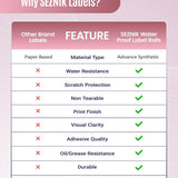 SEZNIK Waterproof, Non-Tearable, Long Lasting Print, Sticky Thermal Lables, Label Roll, 2 inch Adhesive Thermal Labels for Label Printers (50mmx50mm) - 500 Lables, Pastel Pink