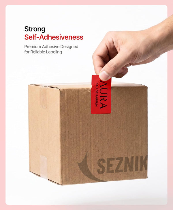 SEZNIK Waterproof, Non-Tearable, Long Lasting Print, Sticky Thermal Lables, Label Roll, 2 inch Adhesive Thermal Labels for Label Printers (50mmx25mm) - 1250 Lables, Red