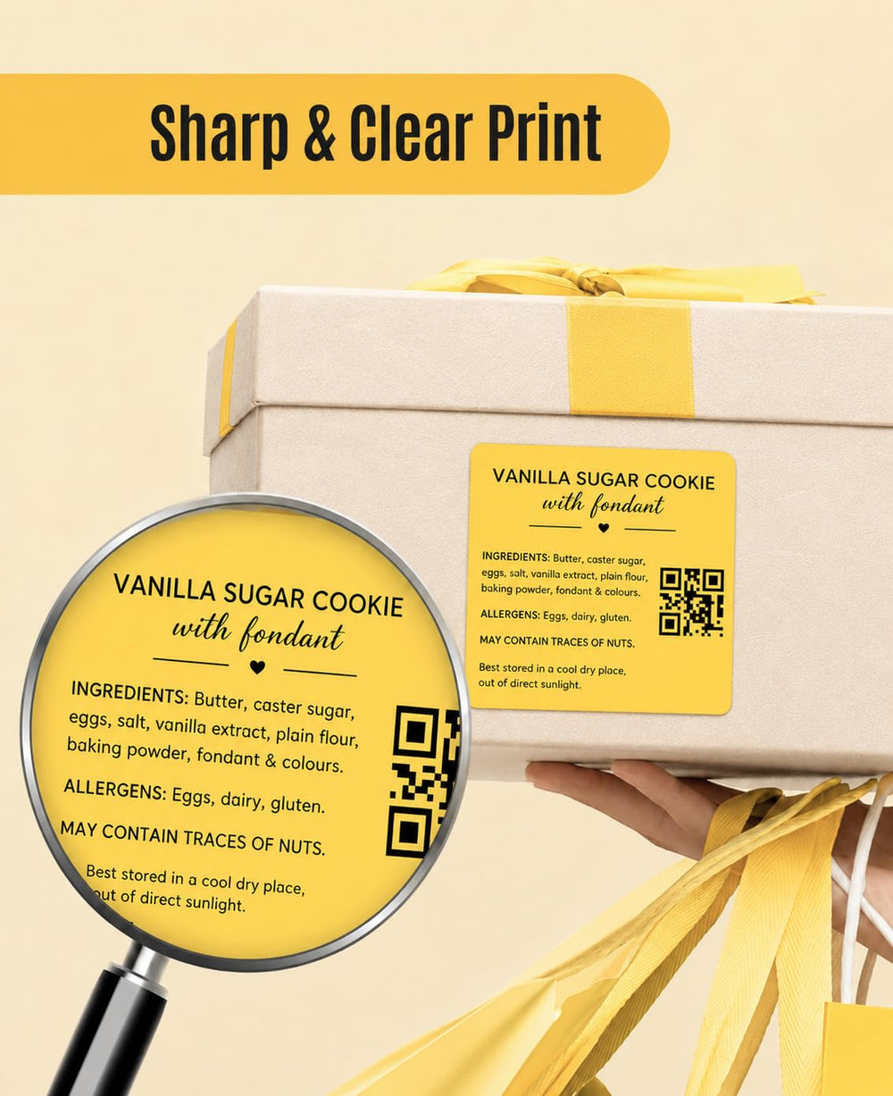 SEZNIK Waterproof, Non-Tearable, Long Lasting Print, Sticky Thermal Lables, Label Roll, 2 inch Adhesive Thermal Labels for Label Printers (50mmx50mm) - 500 Lables, Yellow