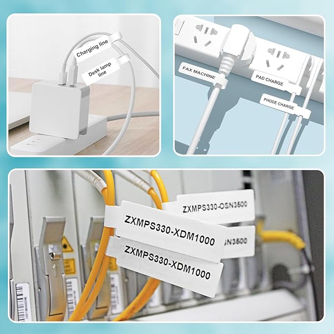 Seznik Cable Tag Thermal Labels – Waterproof, Non-Tearable, Oil & Scratch Resistant, White, 150 Labels/Roll, Pack of 5 Rolls – Wire & Electrical Labeling Stickers, 750 Labels